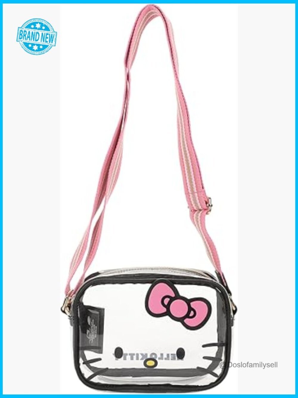 Crossbody Shoulder Bag with Adjustable Strap Clear PVC 3D Bow Zipper Closure